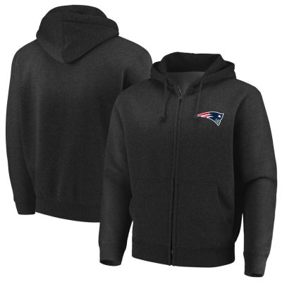 New England Patriots Majestic Cap Logo Full-Zip Hoodie – Black